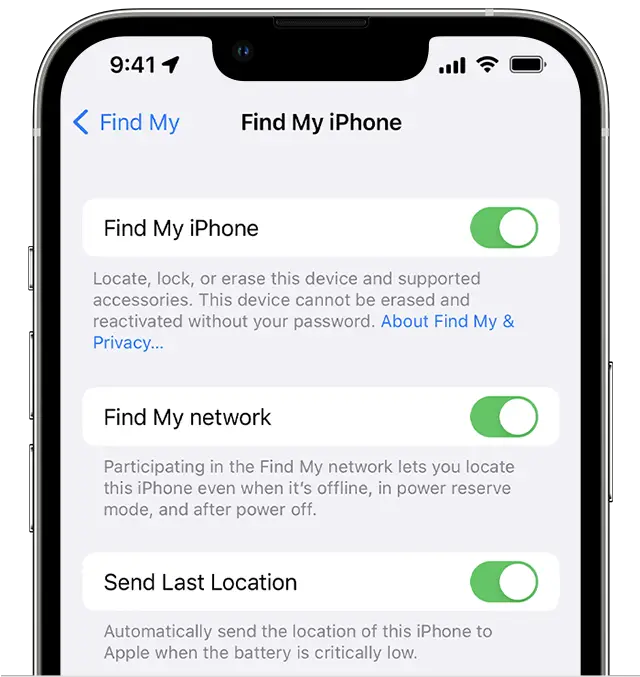 Enable ‘Find My’ Service on iPhone